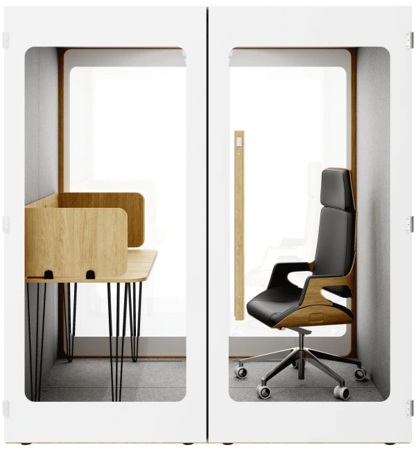 Mini-gabinet HIDE Mini Office w wersji przeszklonej, widok z przodu